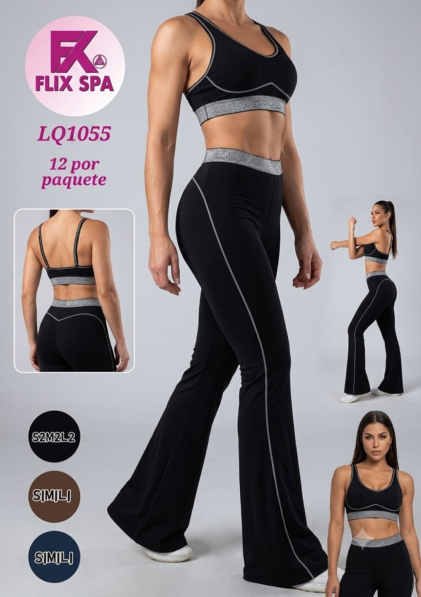 PACK 12 UN - Conjunto peto y calza flare - LQ1055