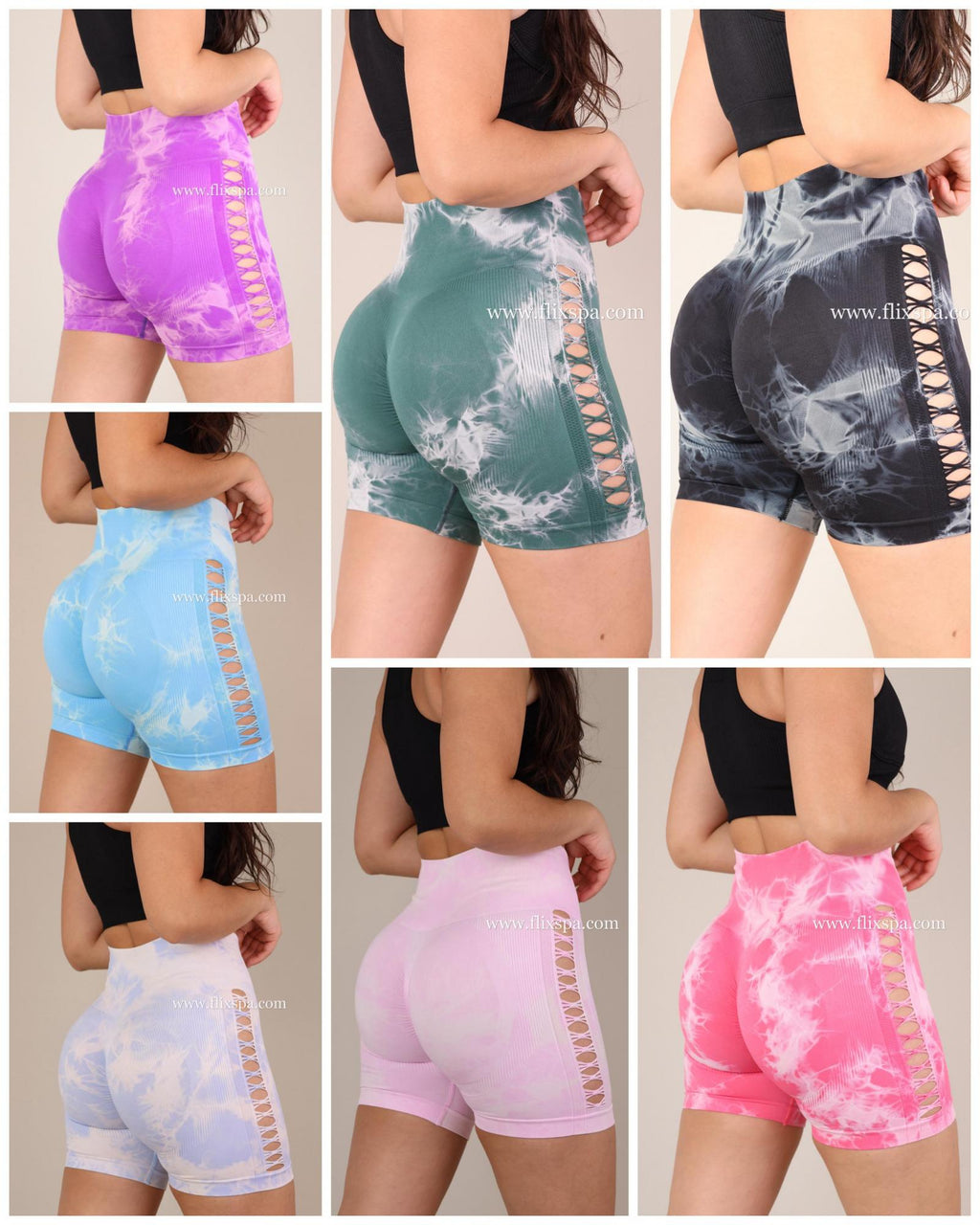 PACK 18 UN - SHORT TIE DYE ABERTURA - ALTA CALIDAD - YJ149